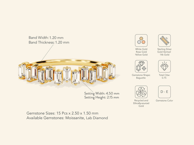 Vertical Baguette Wedding Band