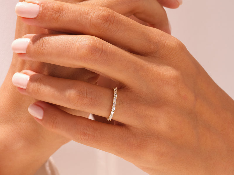 Horizontal Baguette Wedding Band