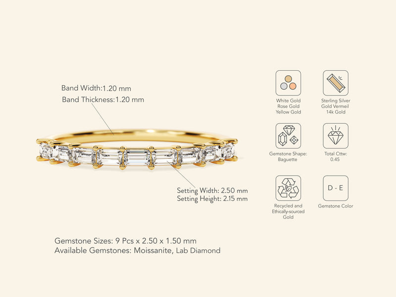 Horizontal Baguette Wedding Band