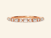 Alternating Baguette and Round Wedding Band