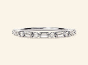 Alternating Baguette and Round Wedding Band
