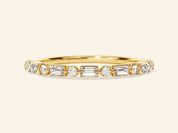 Alternating Baguette and Round Wedding Band