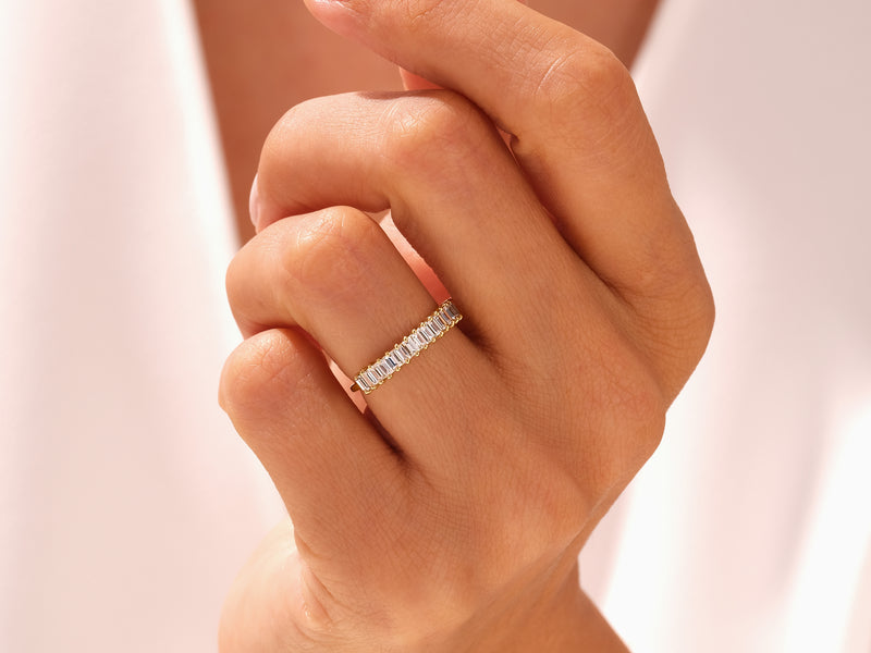 Baguette Half Eternity Wedding Band