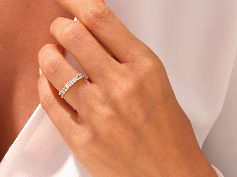 Baguette Half Eternity Wedding Band