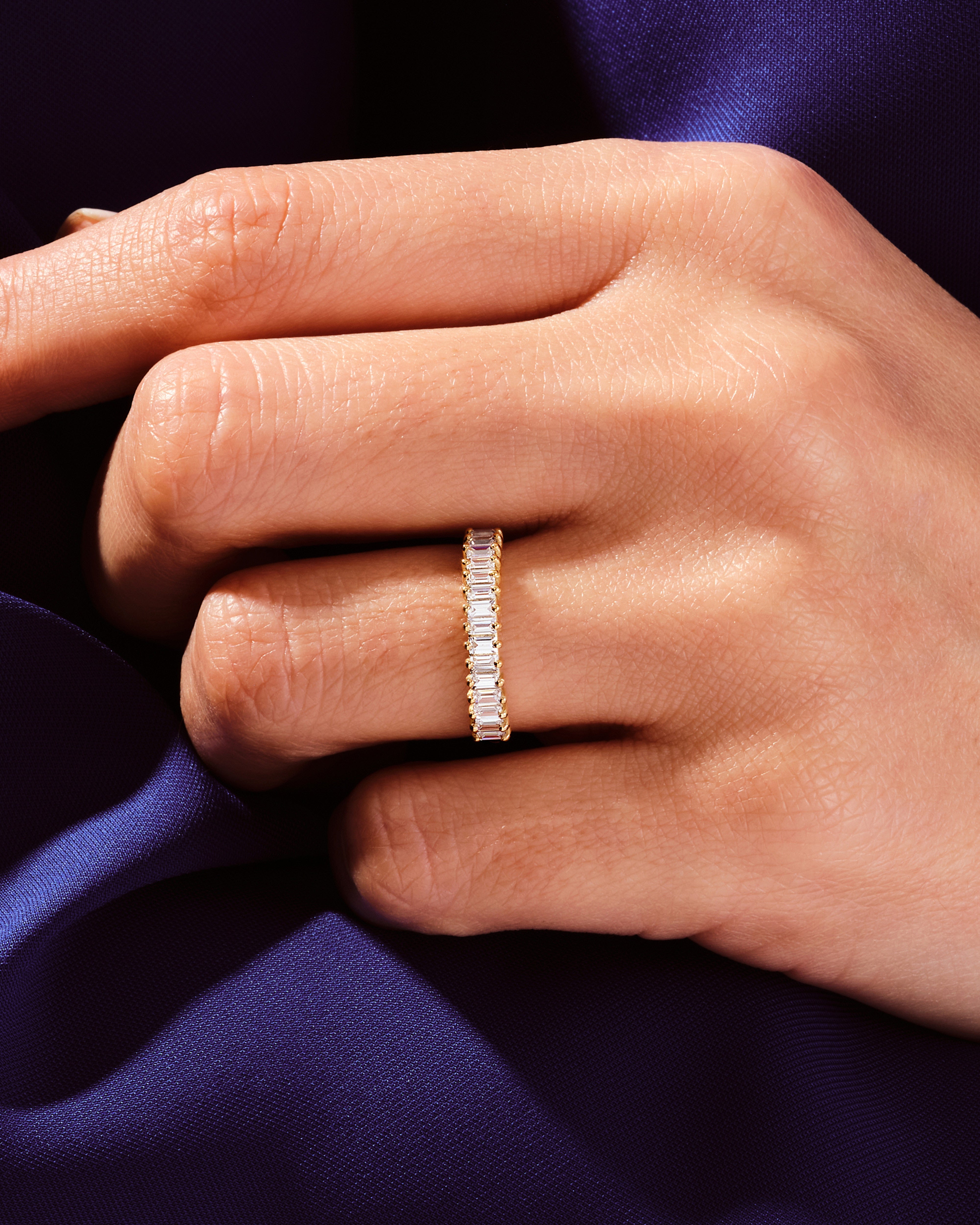 Baguette Cut Half Eternity Wedding Band