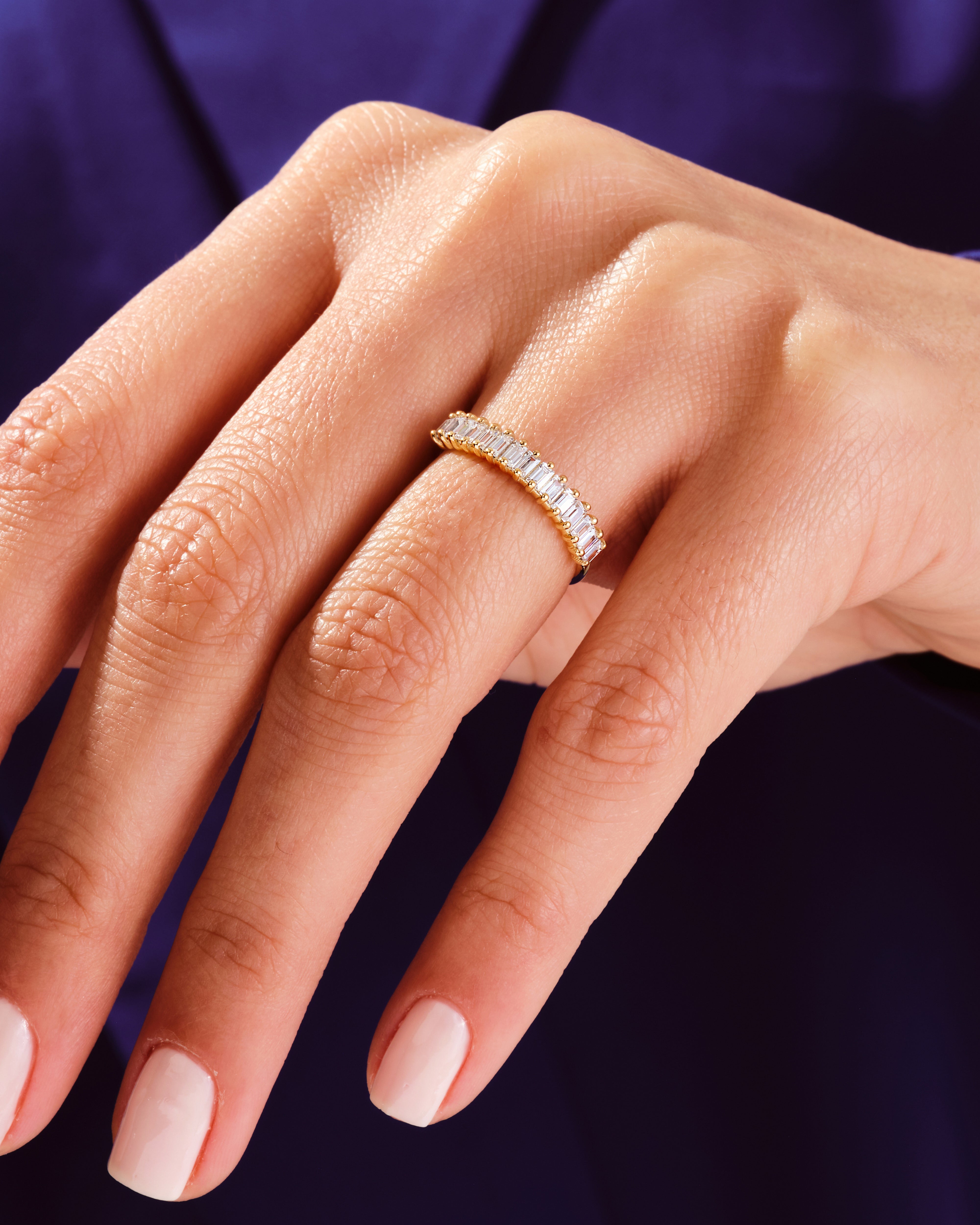 Baguette Cut Half Eternity Wedding Band