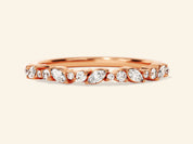 Half Eternity Marquise and Round Wedding Band