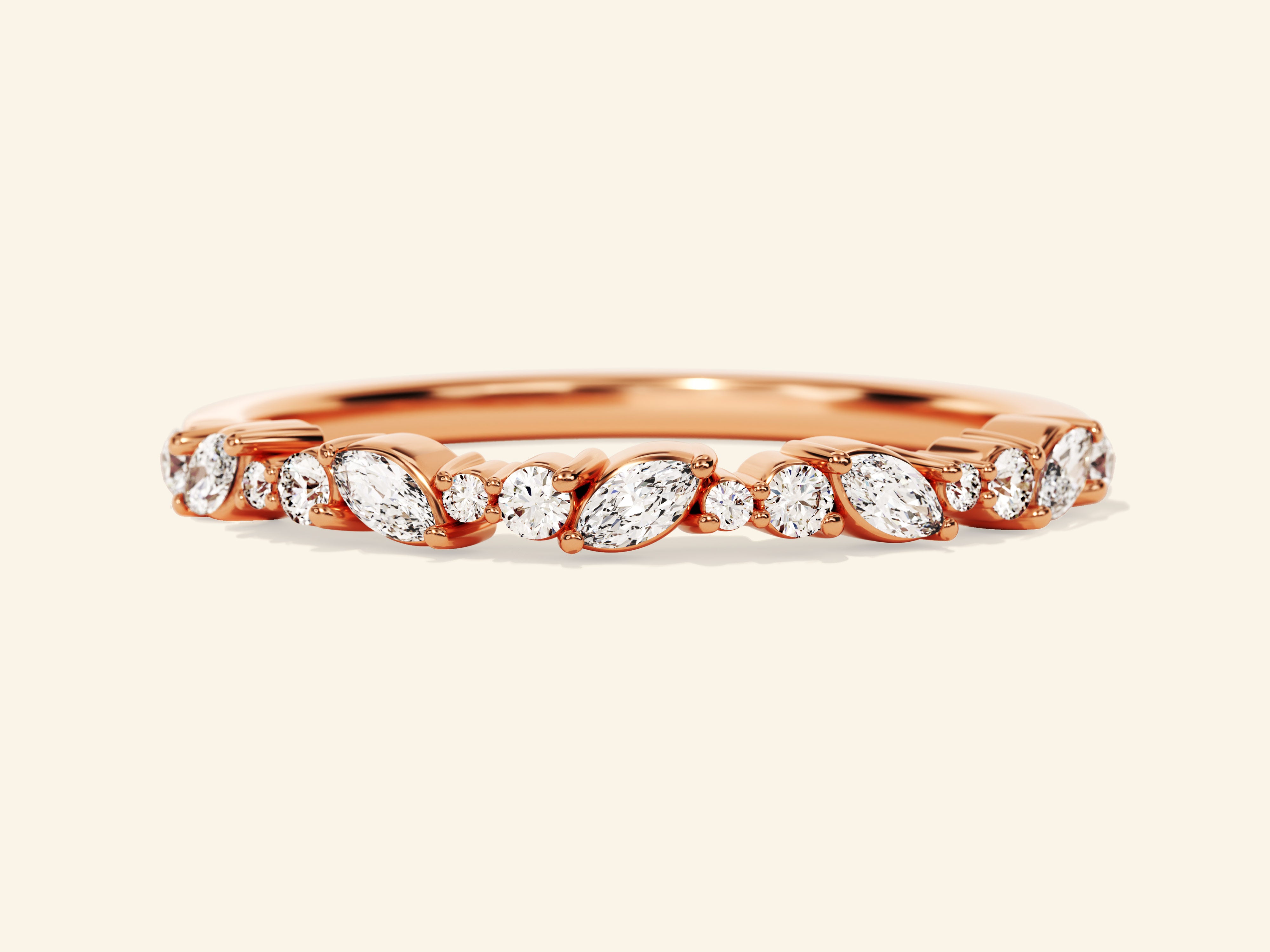 Half Eternity Marquise and Round Wedding Band