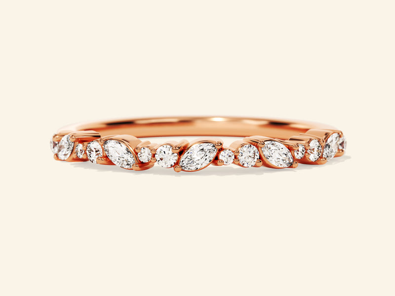 Half Eternity Marquise and Round Wedding Band