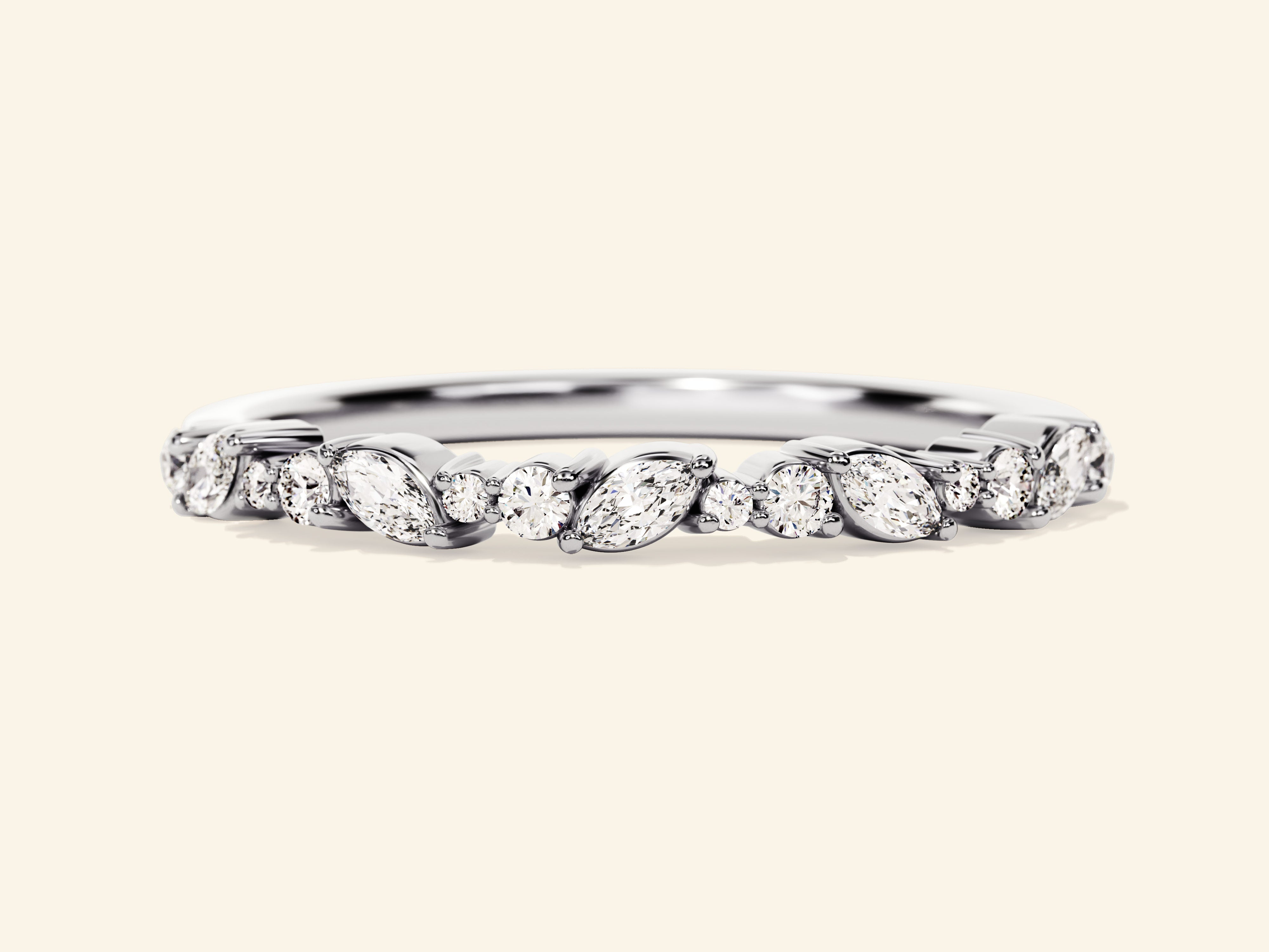 Half Eternity Marquise and Round Wedding Band