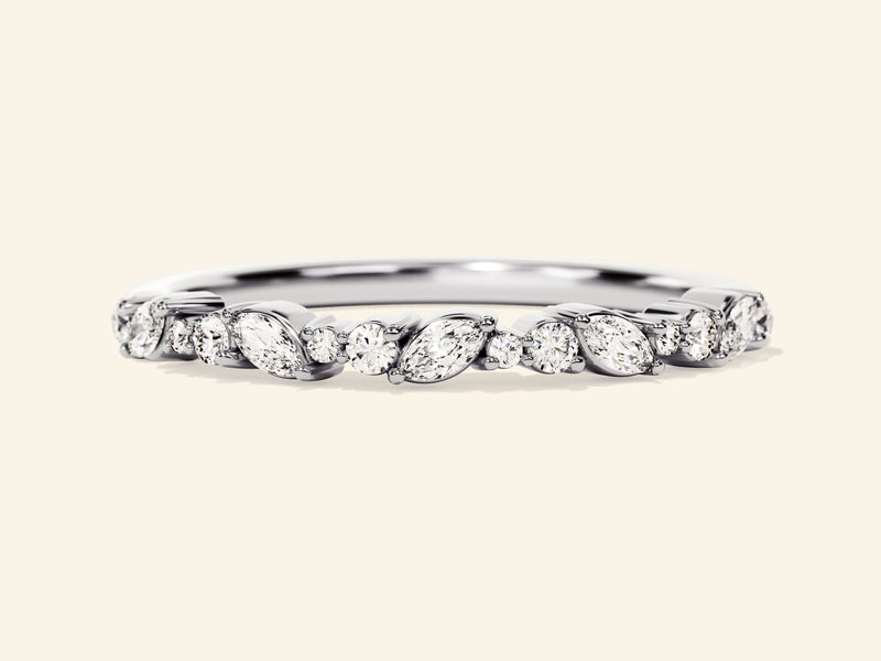 Half Eternity Marquise and Round Wedding Band