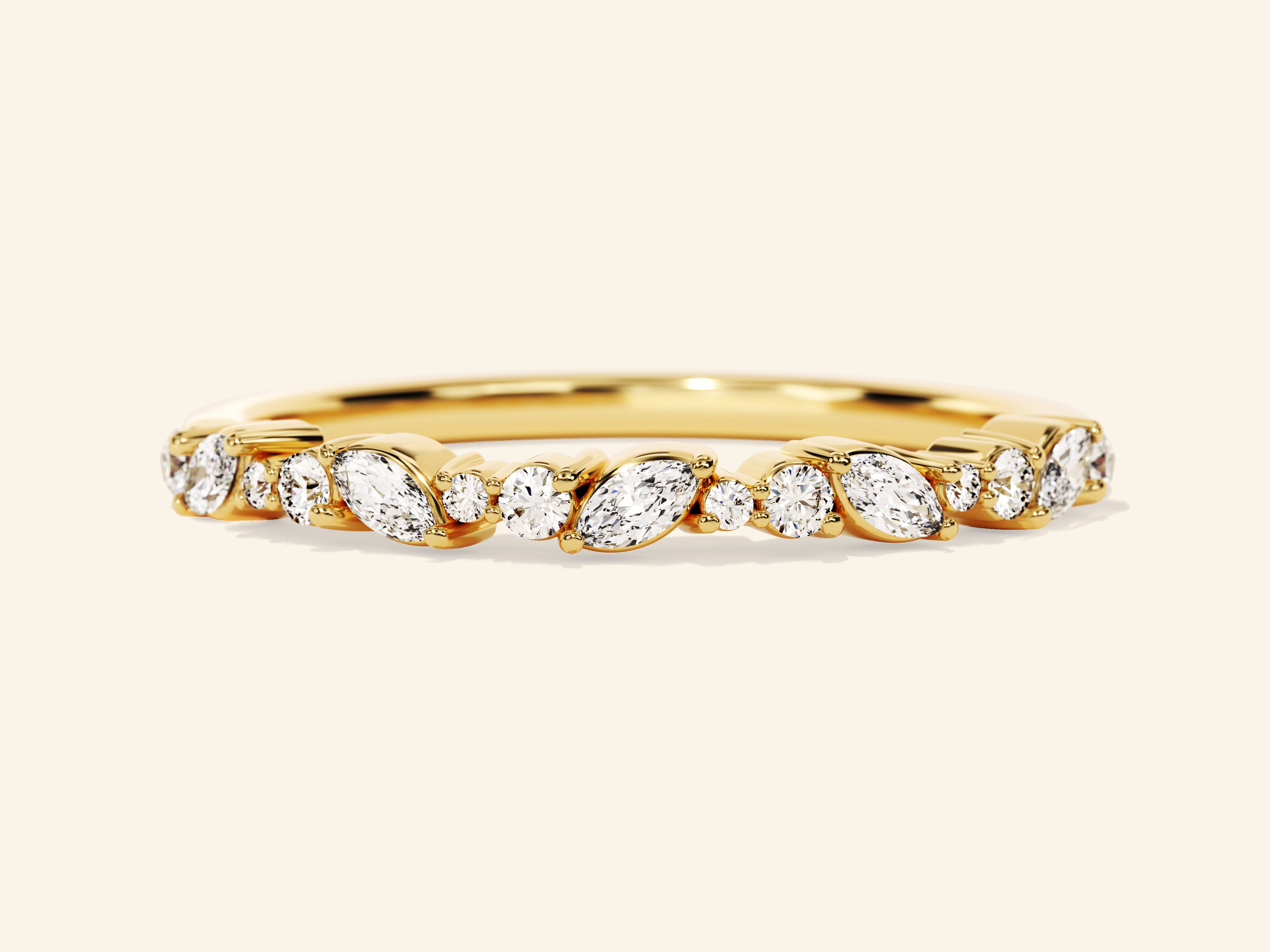 Half Eternity Marquise and Round Wedding Band