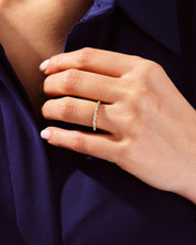 Marquise and Double Round Half Eternity Wedding Band