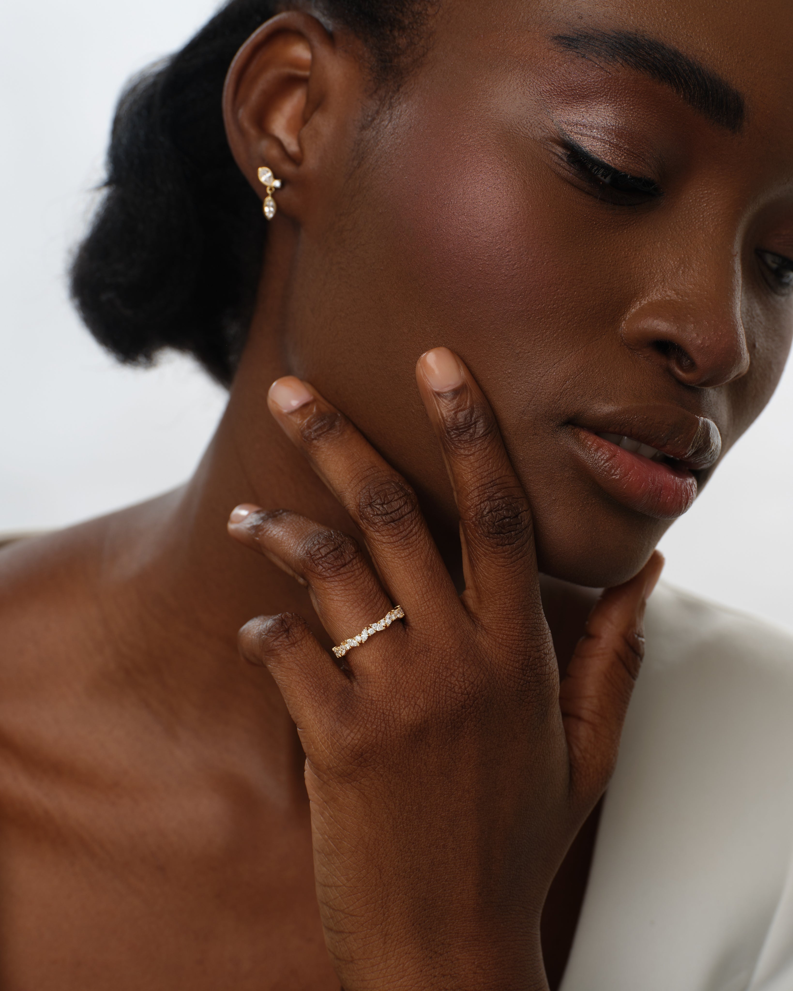 Marquise and Round Bold Wedding Band