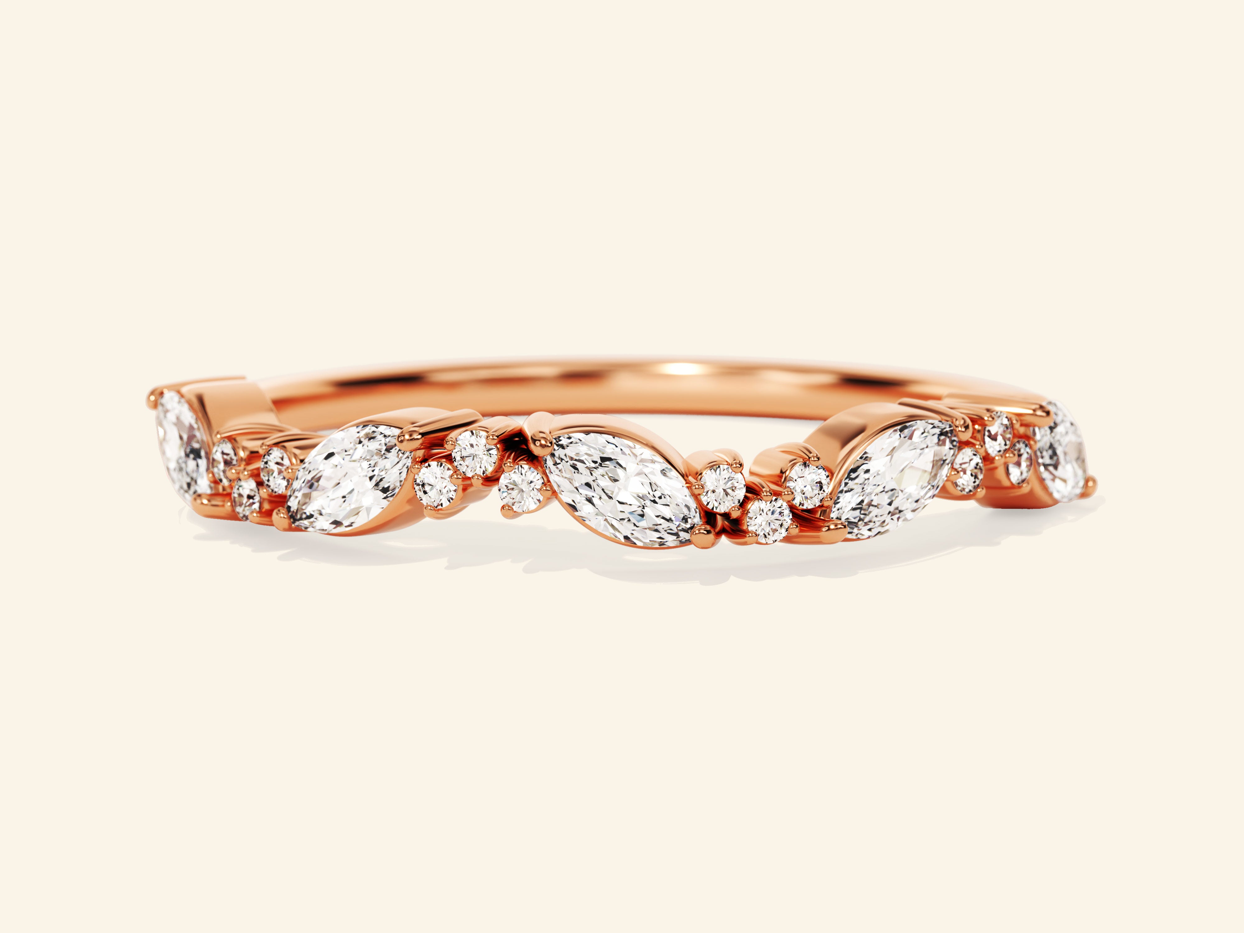 Marquise and Round Cluster Wedding Band
