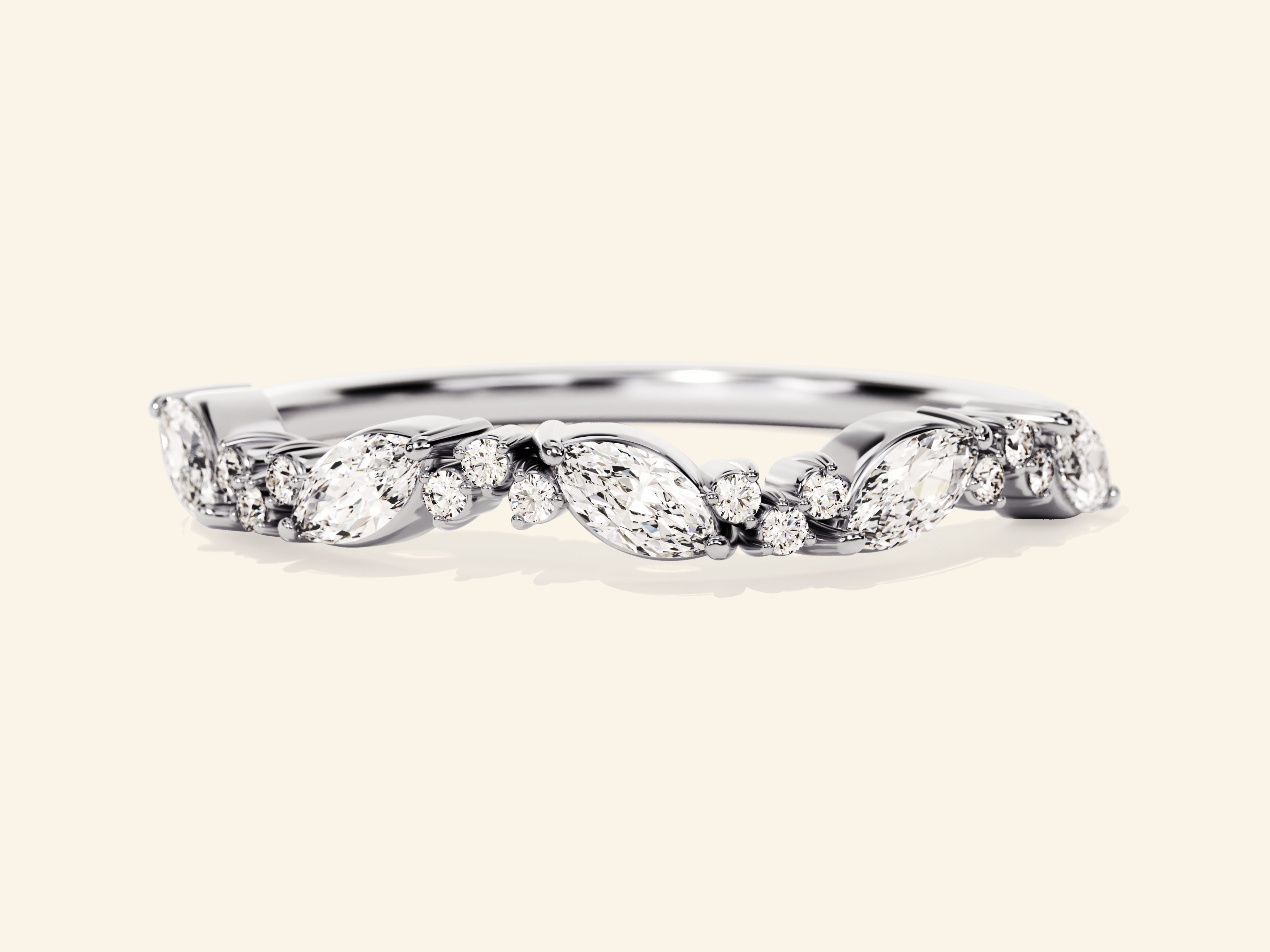 Marquise and Round Cluster Wedding Band