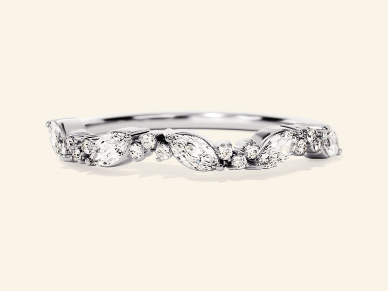 Marquise and Round Cluster Wedding Band