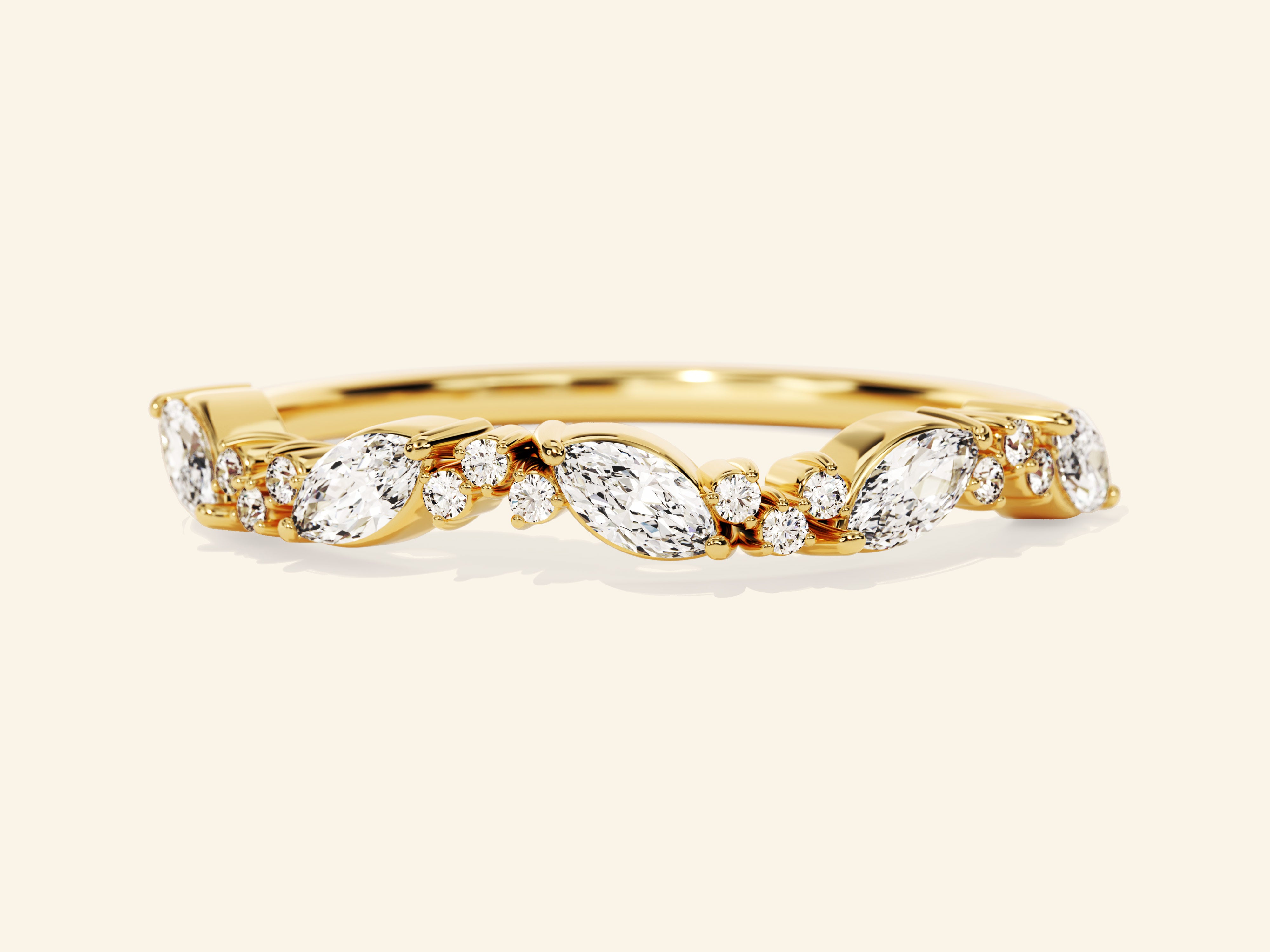 Marquise and Round Cluster Wedding Band