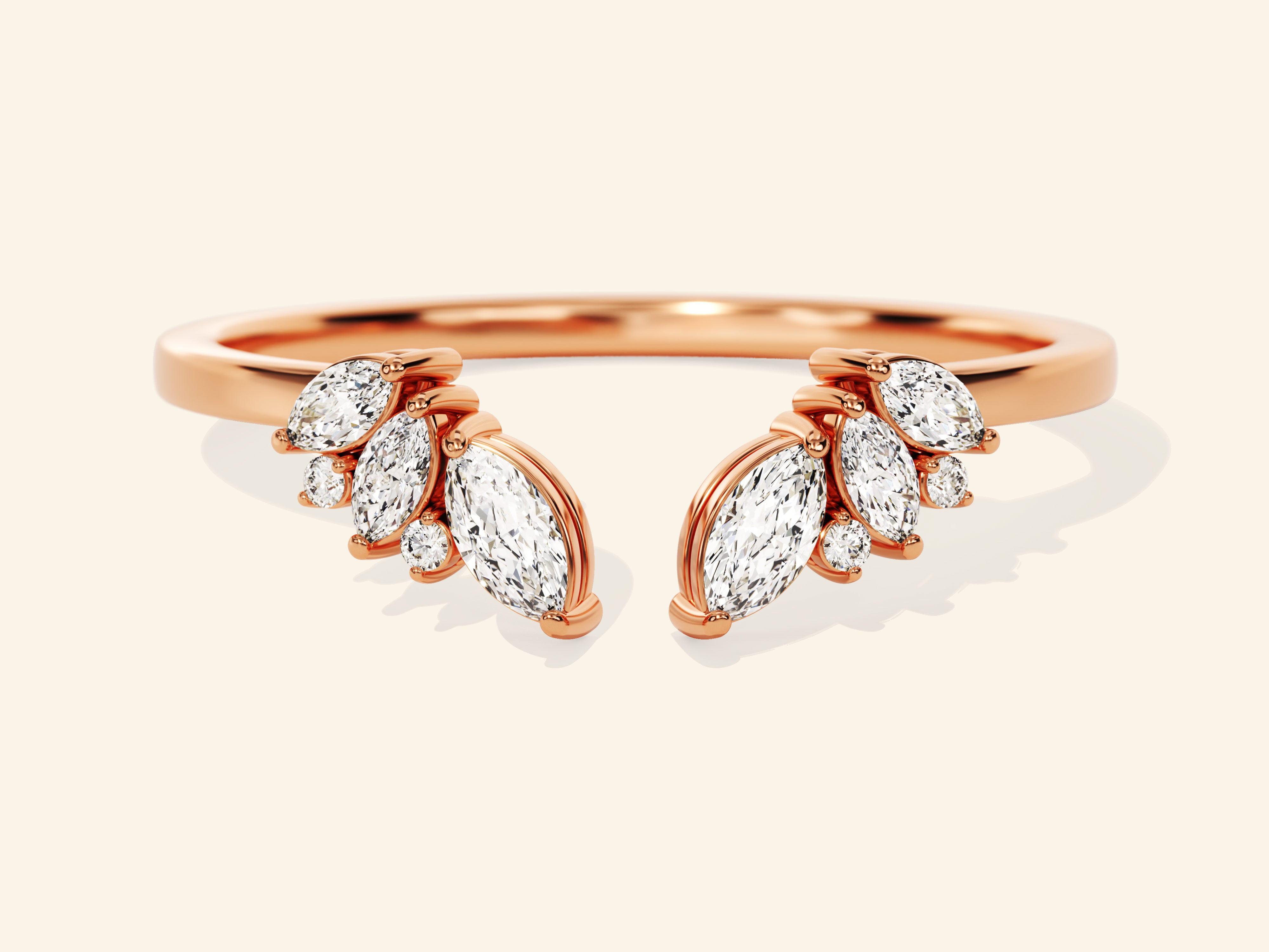 Open Marquise Cluster Wedding Band