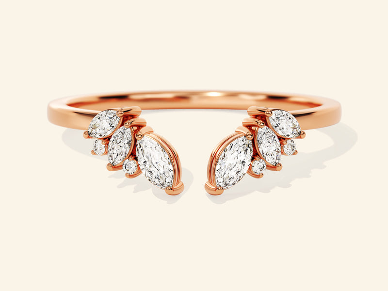 Open Marquise Cluster Wedding Band