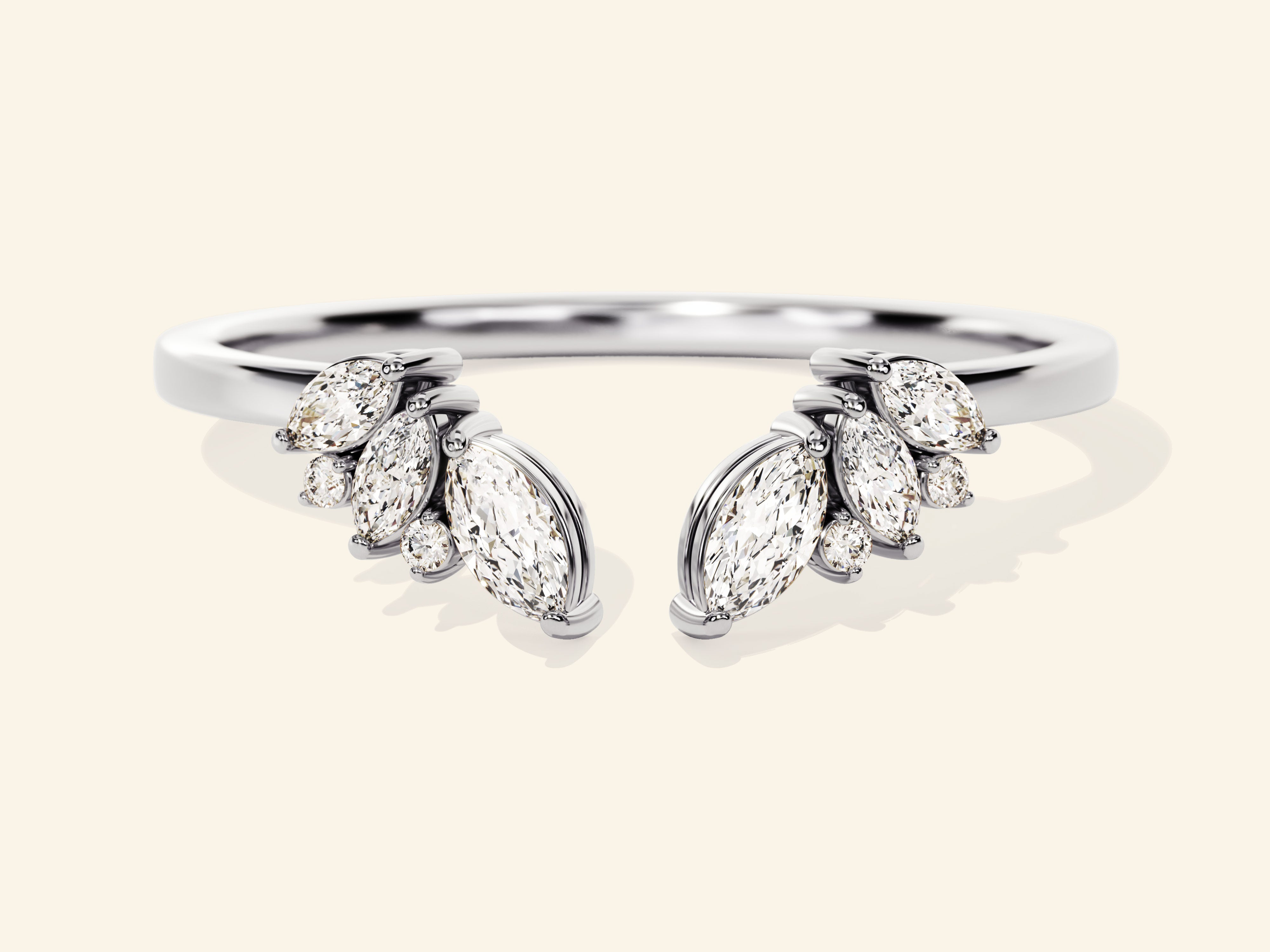 Open Marquise Cluster Wedding Band