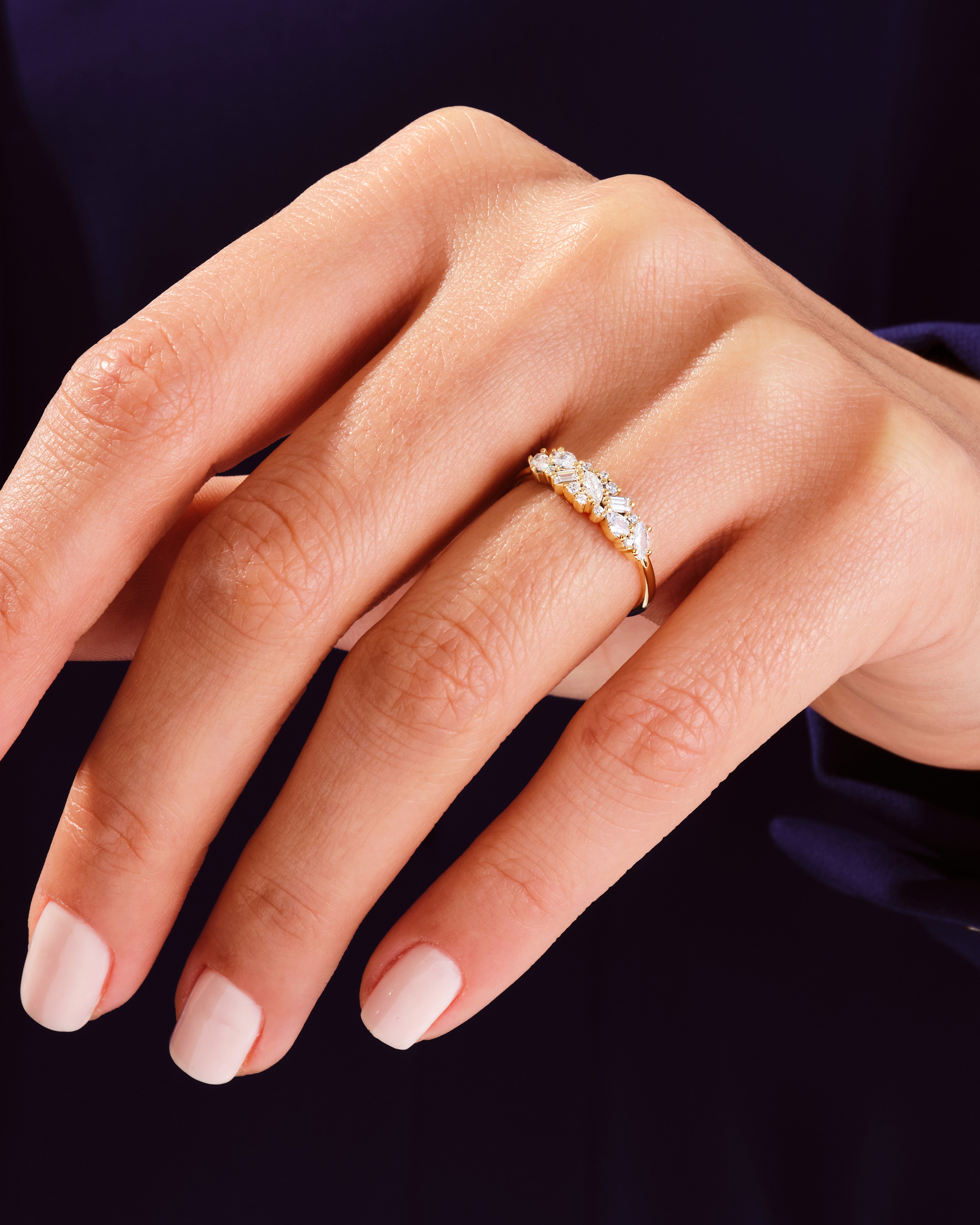 Vintage Bold Cluster Wedding Band