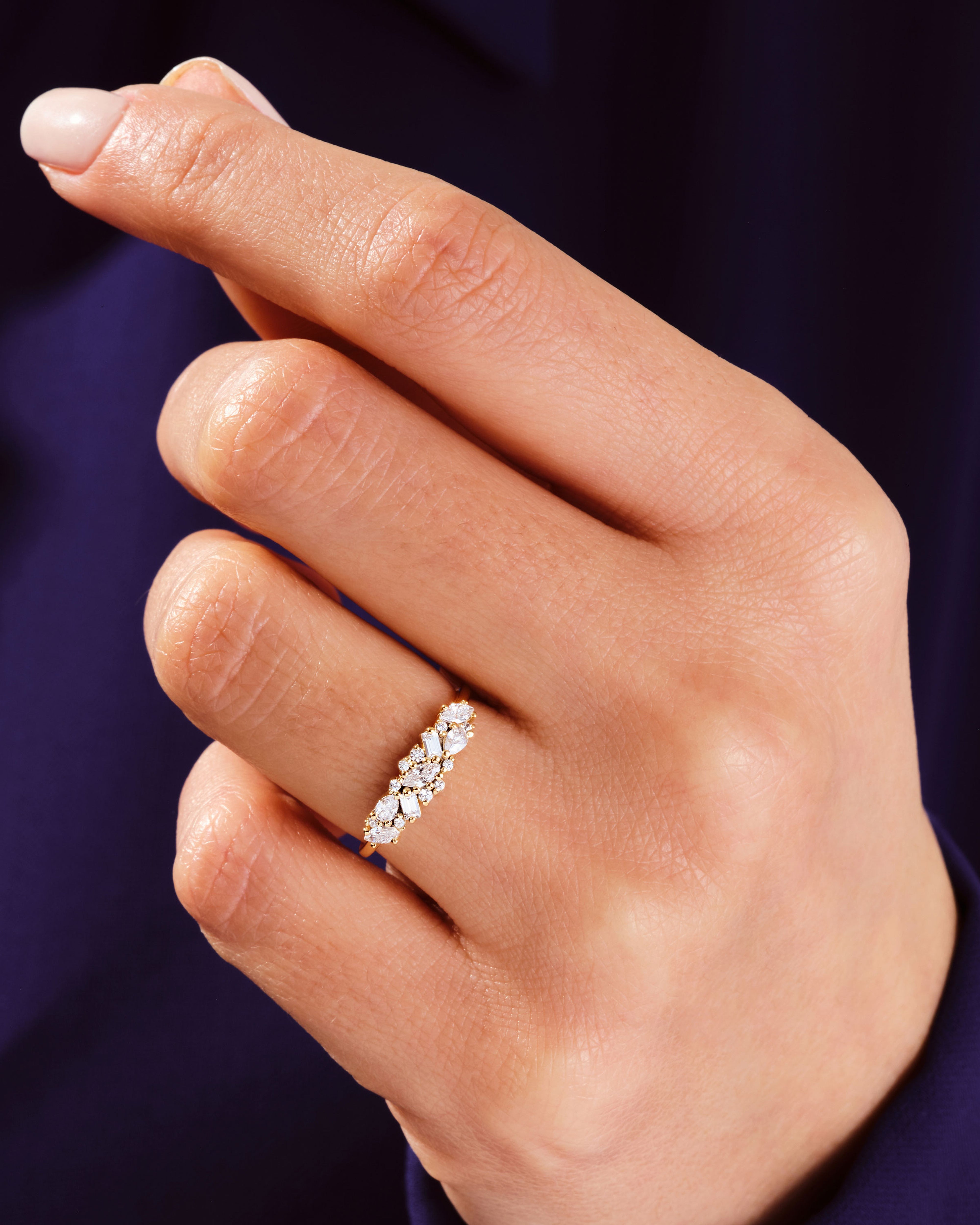 Vintage Bold Cluster Wedding Band