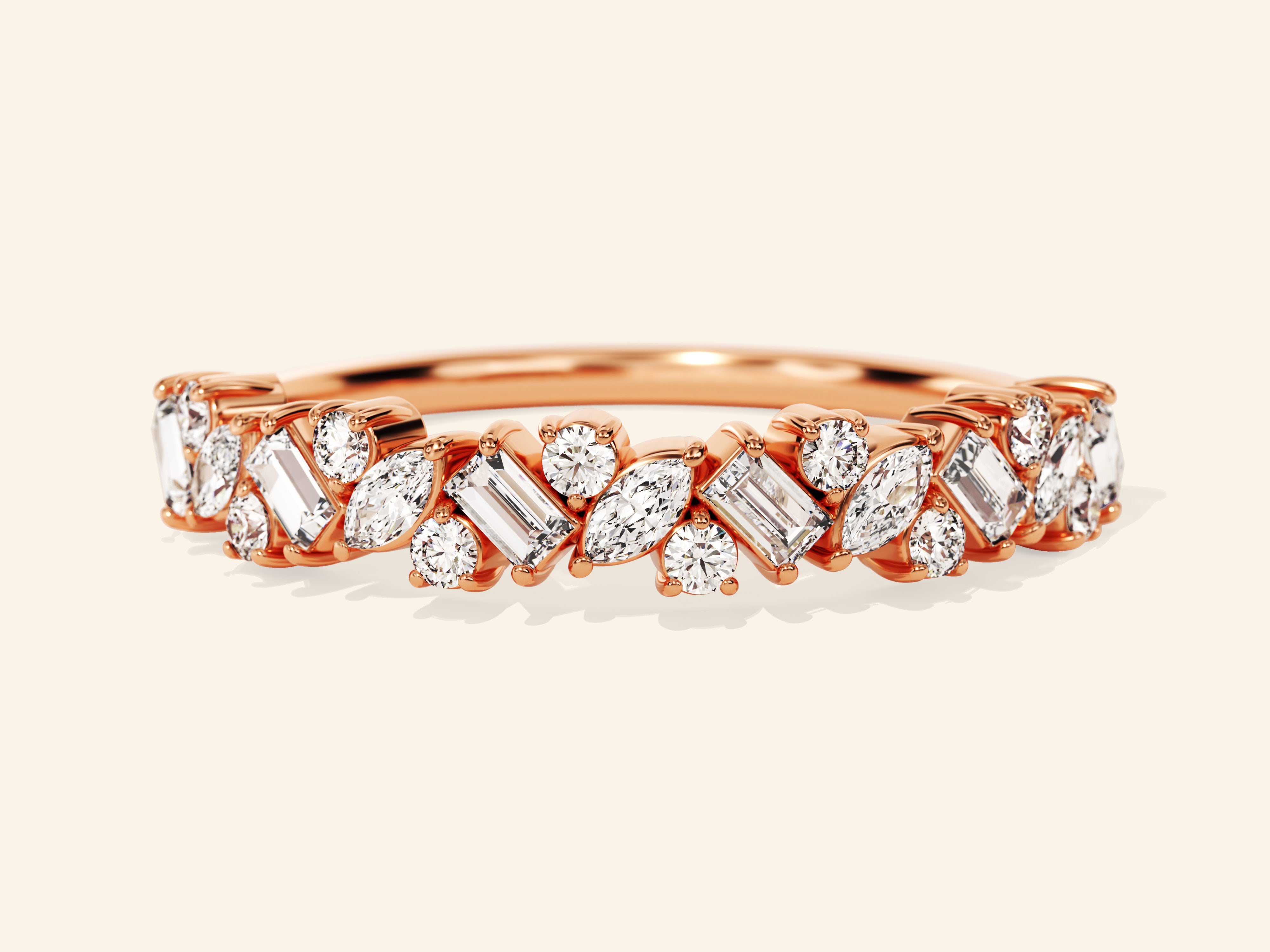 Multi Stone Cluster Wedding Band