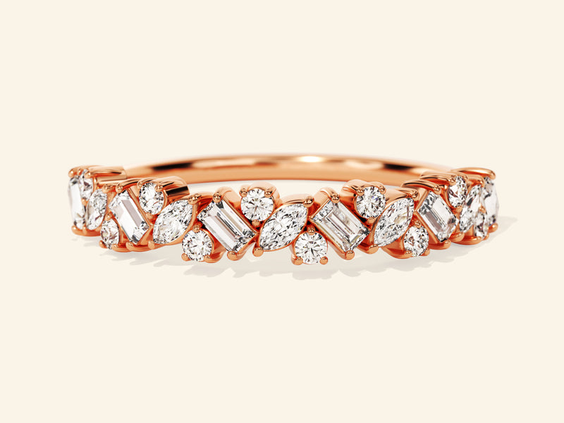 Multi Stone Cluster Wedding Band