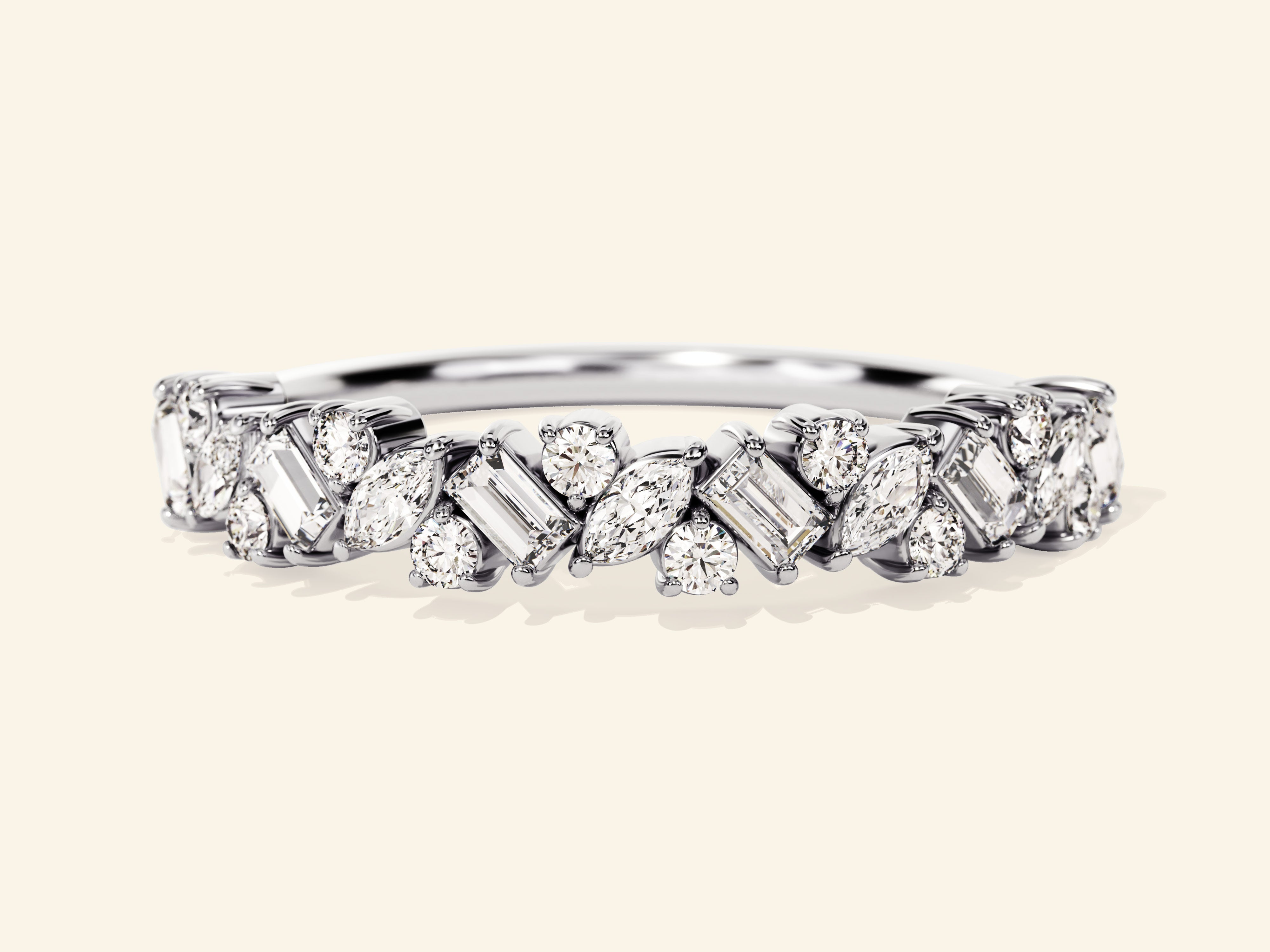 Multi Stone Cluster Wedding Band