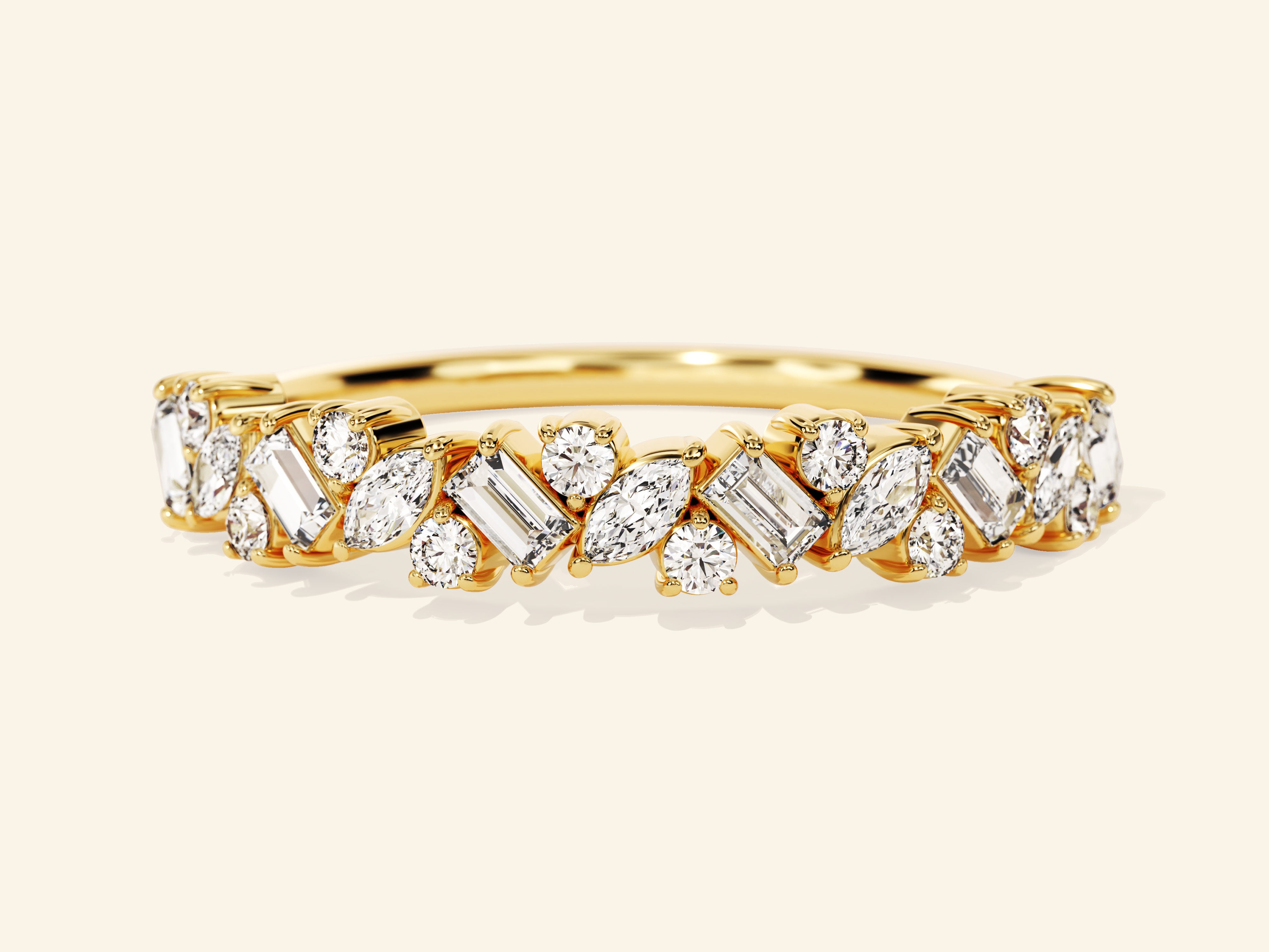 Multi Stone Cluster Wedding Band