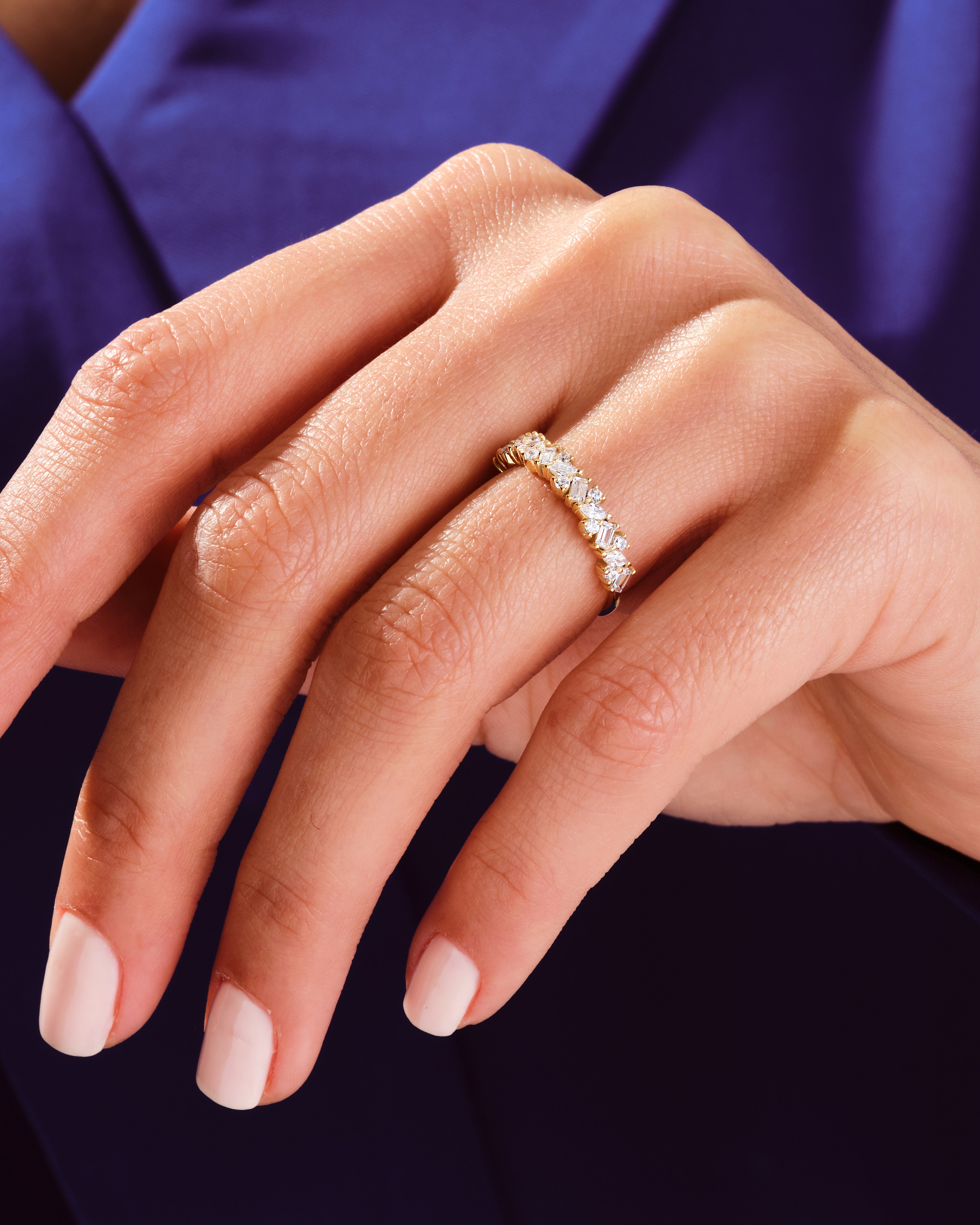 Multi-Cut Cluster Wedding Band