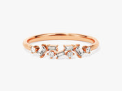 Rose gold ring with baguette and round diamonds