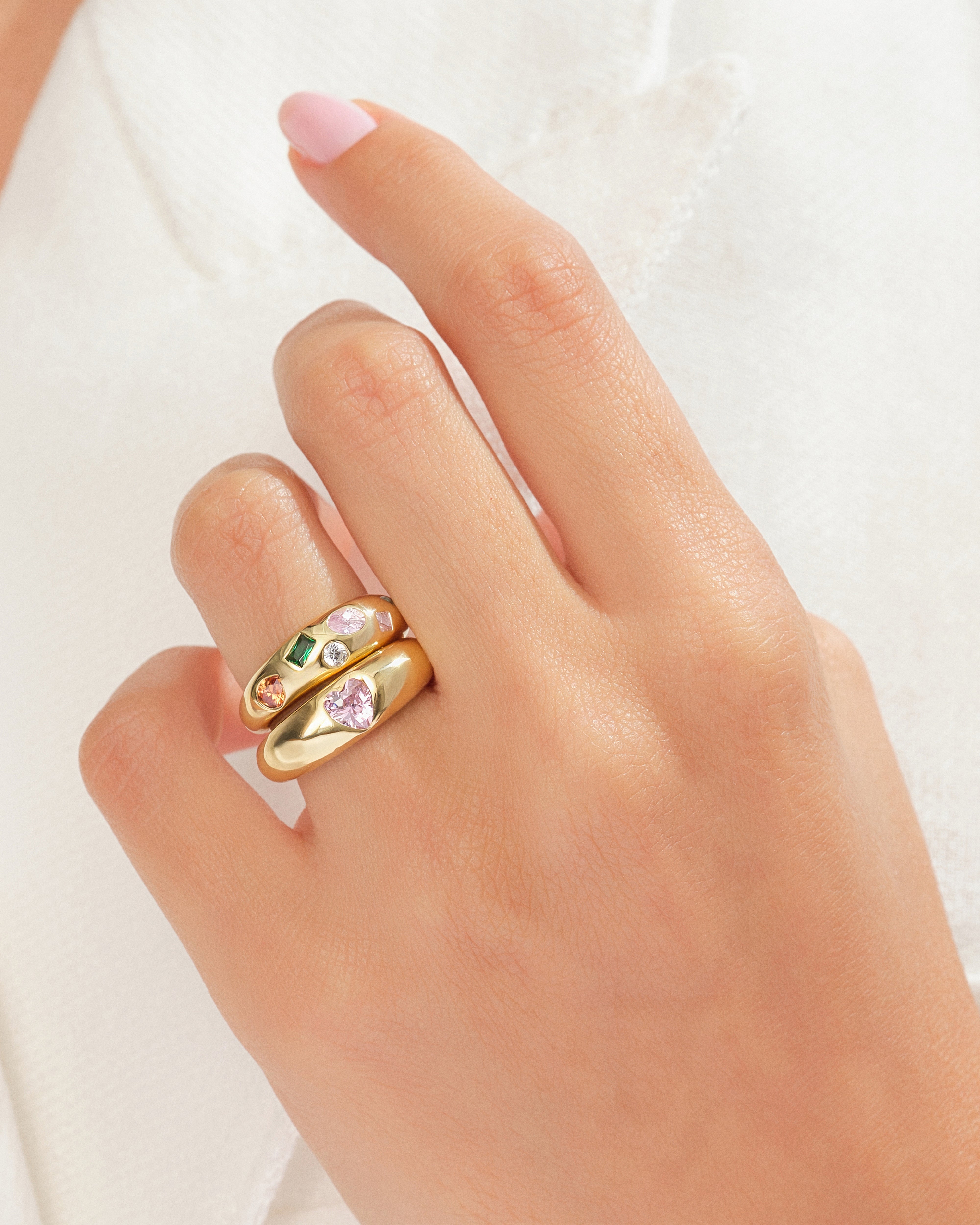 Flush Set Heart Cut Bold Promise Ring