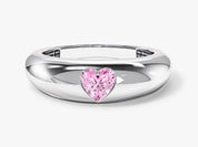 Silver ring with pink heart-shaped gemstone, jewelry