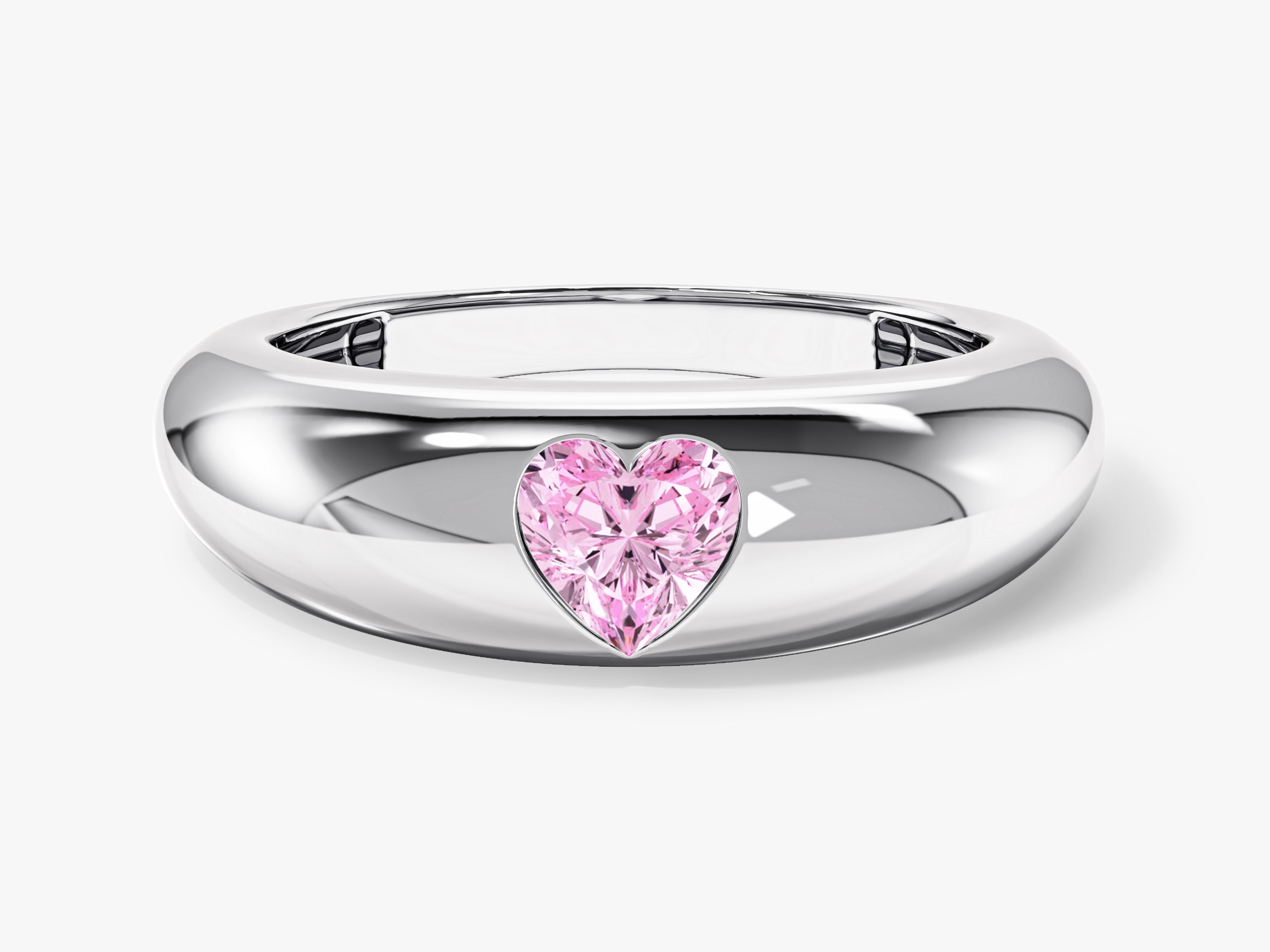 Silver ring with pink heart-shaped gemstone, jewelry