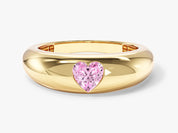 Gold ring with pink heart-shaped gemstone, fine jewelry