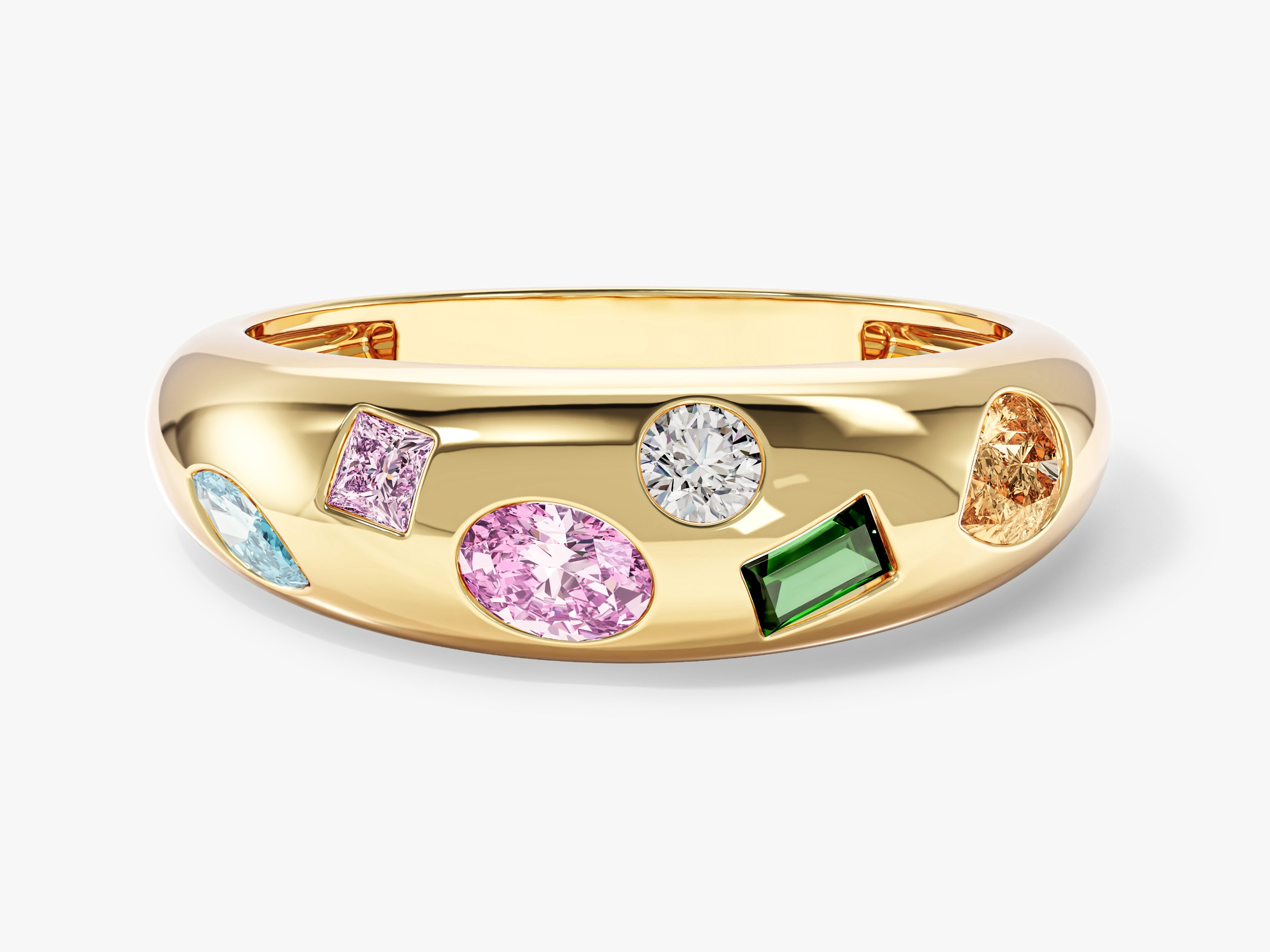 Gold ring with colorful gemstones, fine jewelry, luxury accessory
