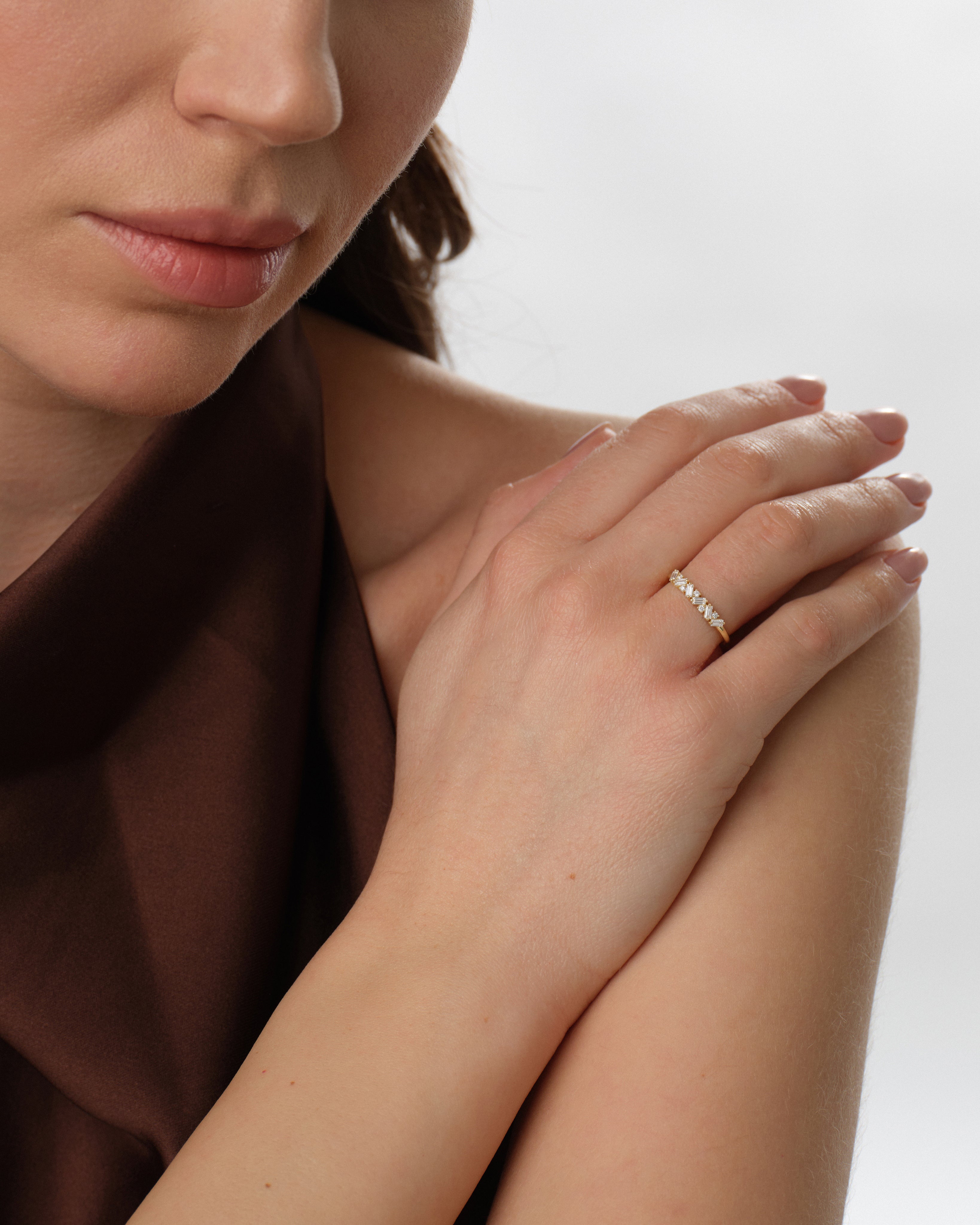 Petite Baguette Cluster Wedding Band