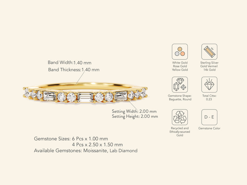 Alternating Baguette Wedding Band