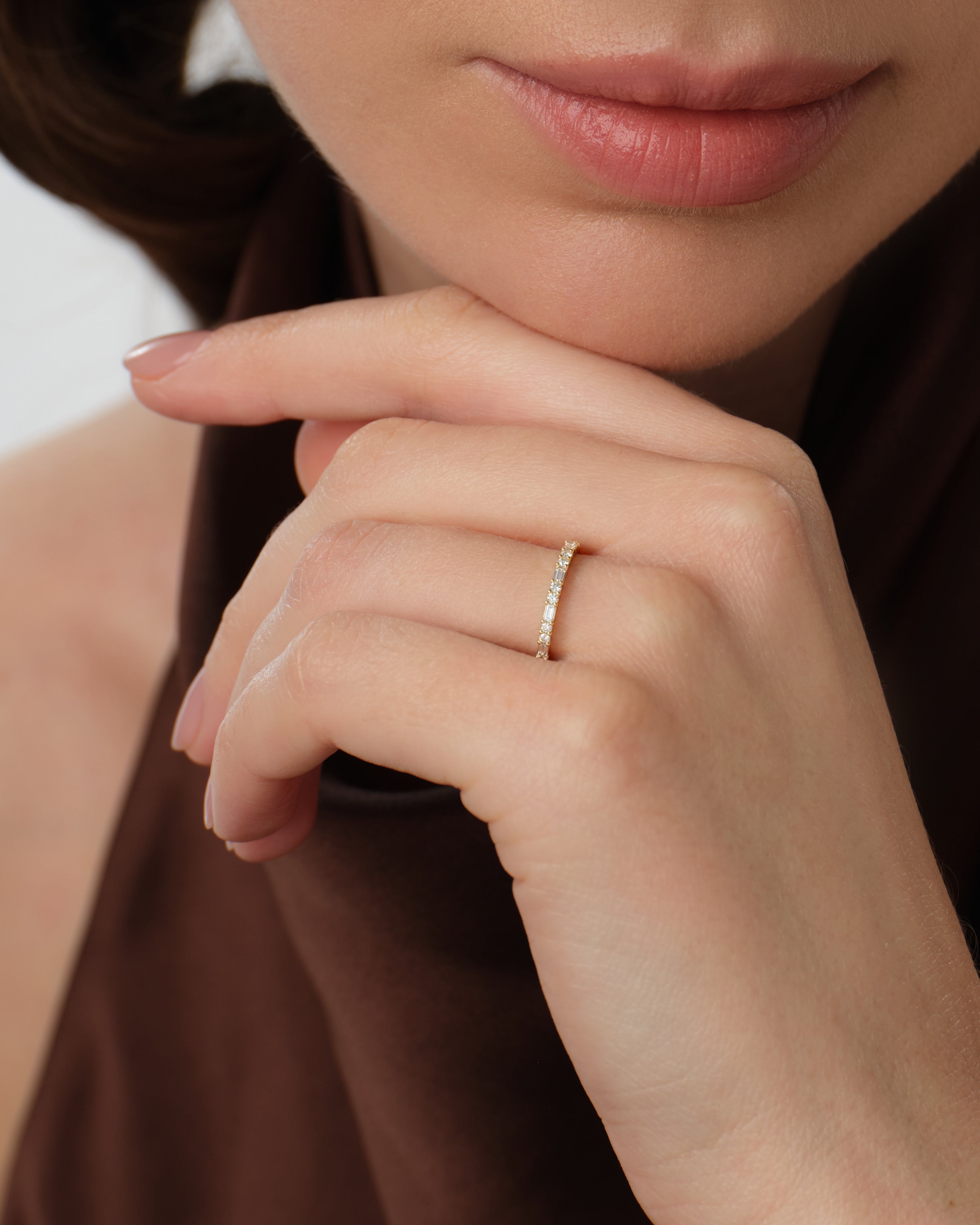 Baguette and Double Round Wedding Band
