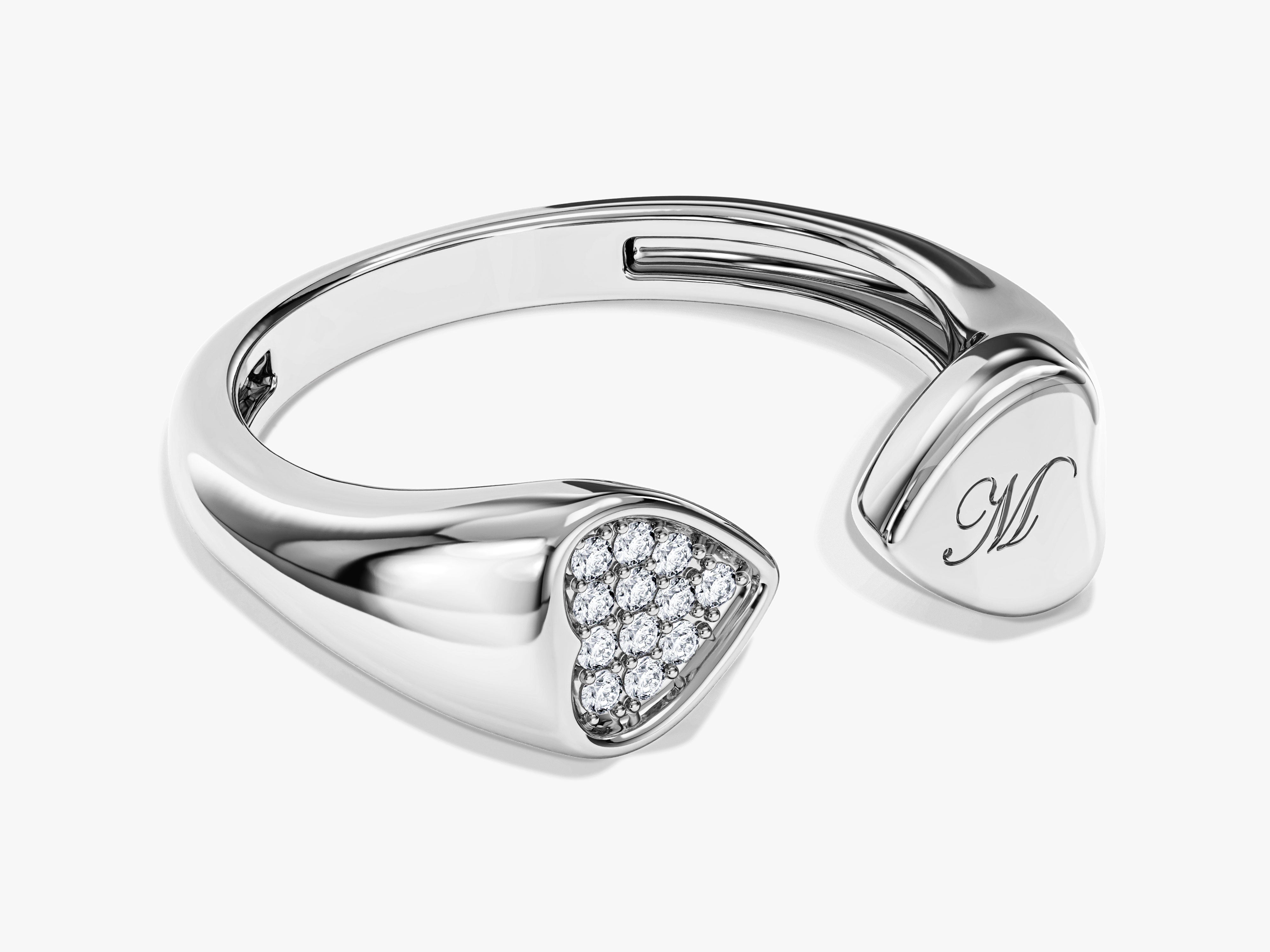 Sparkling Heart Cuff Ring