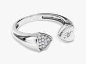 Sparkling Heart Cuff Ring