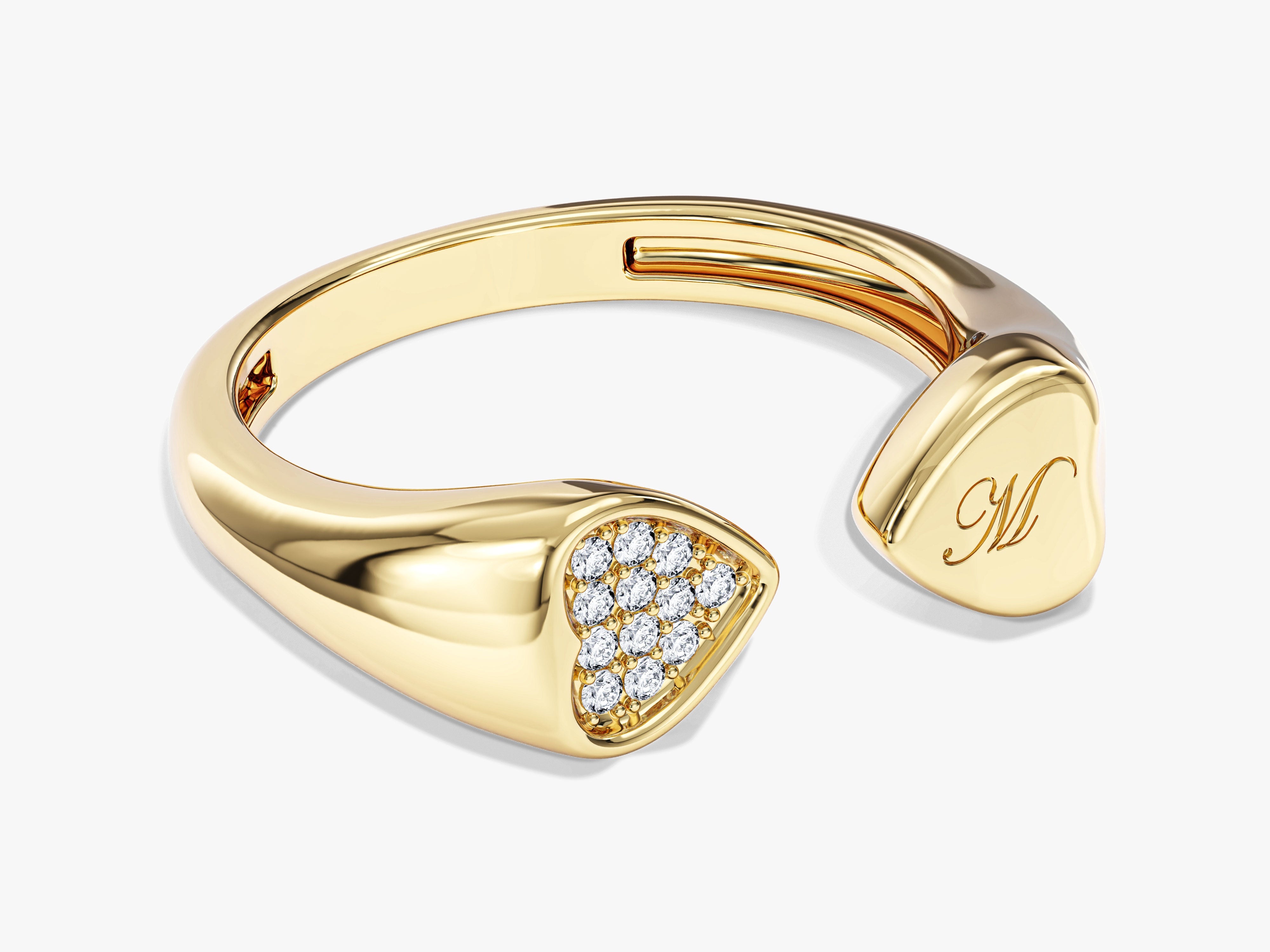 Sparkling Heart Cuff Ring