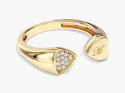Sparkling Heart Cuff Ring