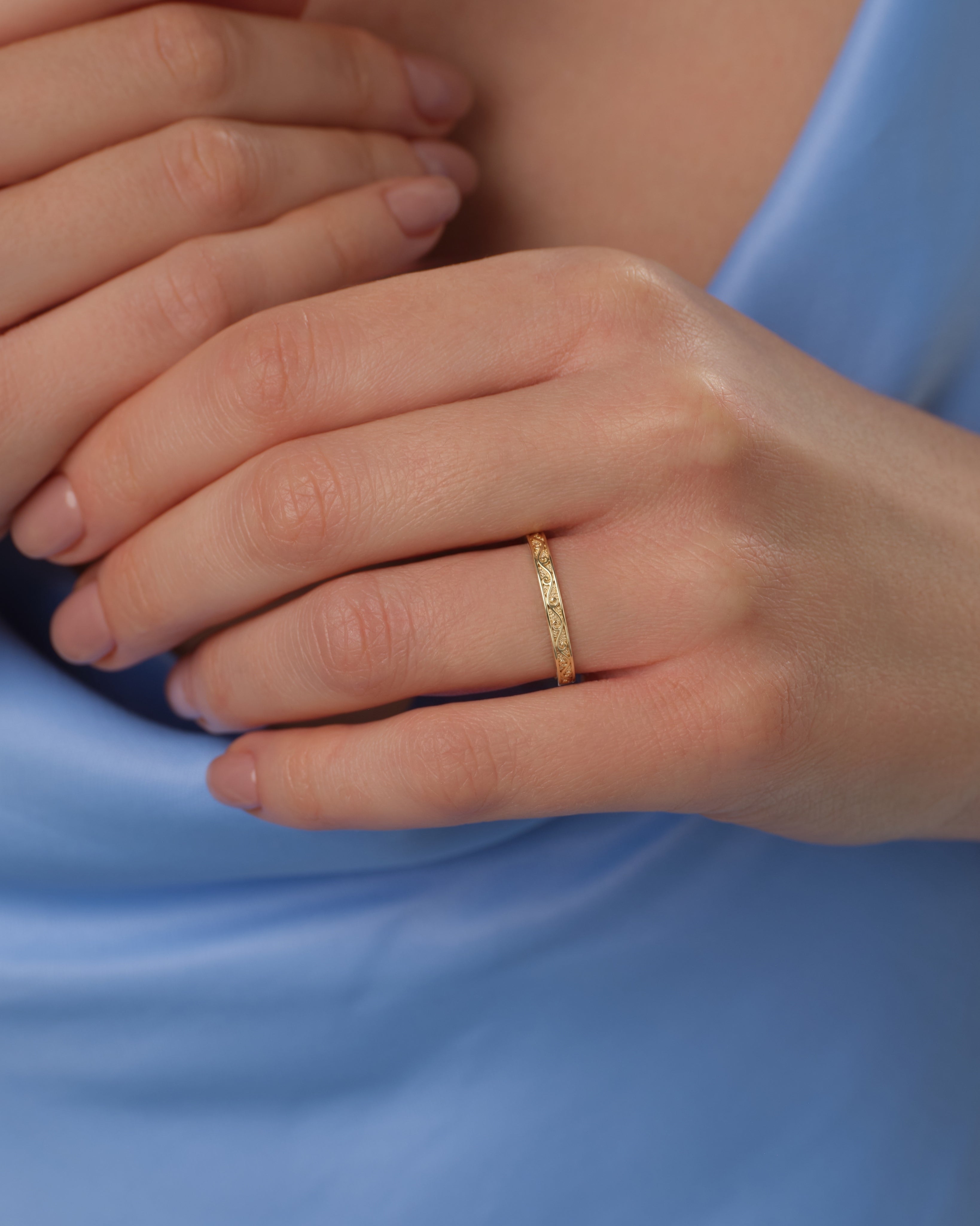 Leaf Filigree Wedding Band