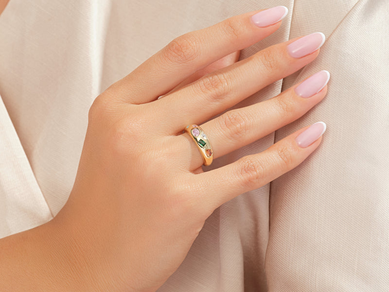 Bold Multistone Promise Ring