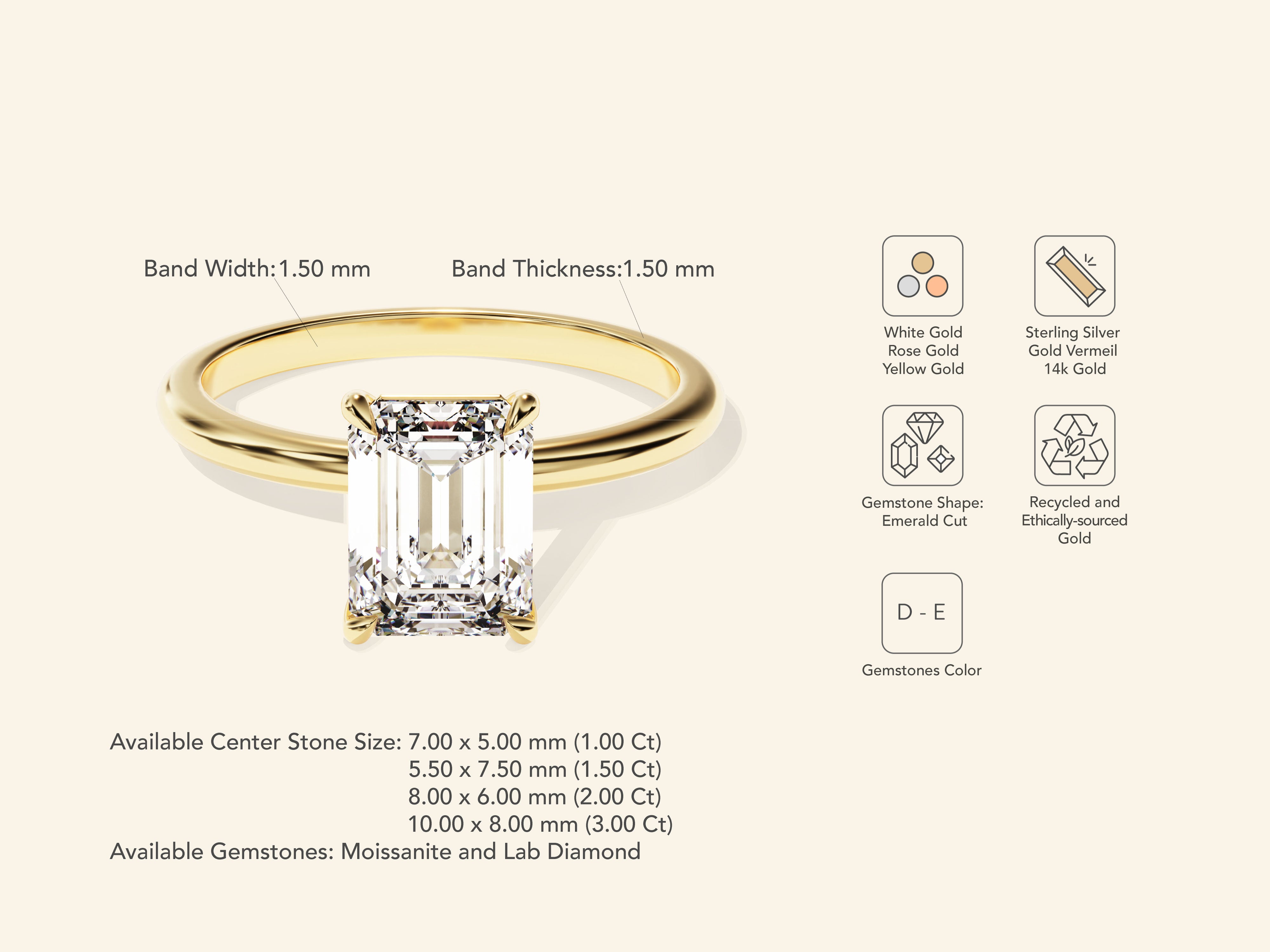 Emerald Solitaire Engagement Ring