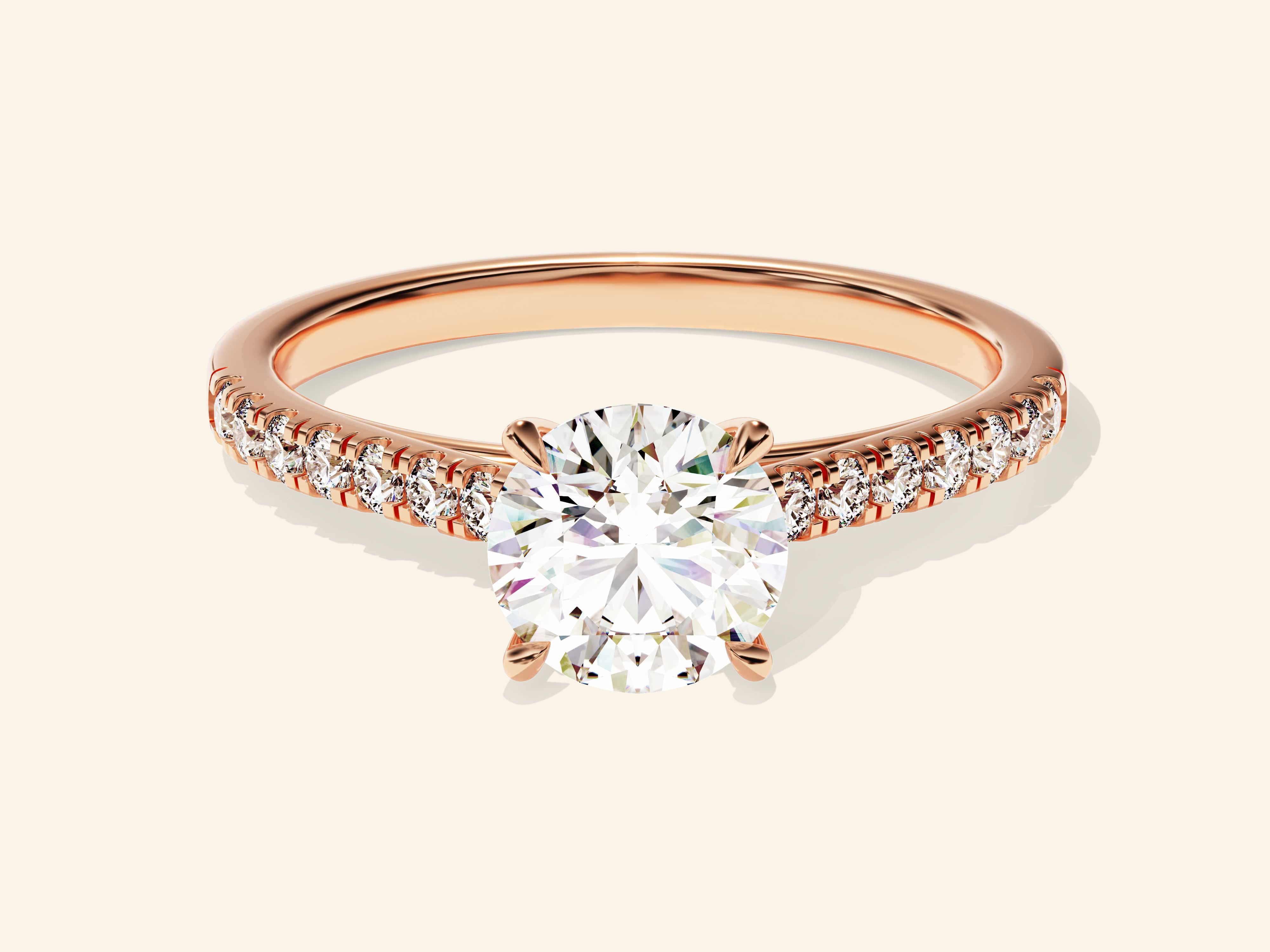 Round Cut Engagement Ring with Pave Set Side Stones