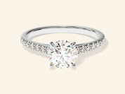 Round Cut Engagement Ring with Pave Set Side Stones